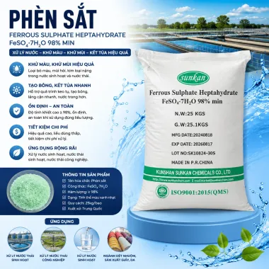 Phèn Sắt Ferrous Sulphate Heptahydrate (FeSO4.7H2O) 98% – Hóa Chất Keo Tụ và Xử Lý Nước