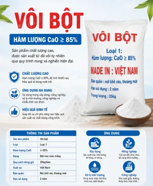 Vôi Bột 90% Việt Nam - CaO 90%