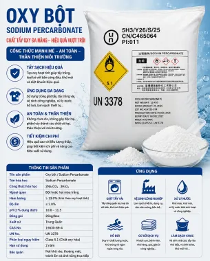 Oxy Bột Sodium Percarbonate – Hóa Cấp Oxy, Khử Trùng và Tẩy Trắng