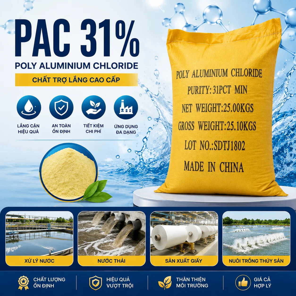Trợ lắng PAC 30% – 31% (Poly Aluminium Chloride) 